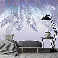 Фотообои "Сиреневые пальмовые листья" виниловые на флизелиновой основе