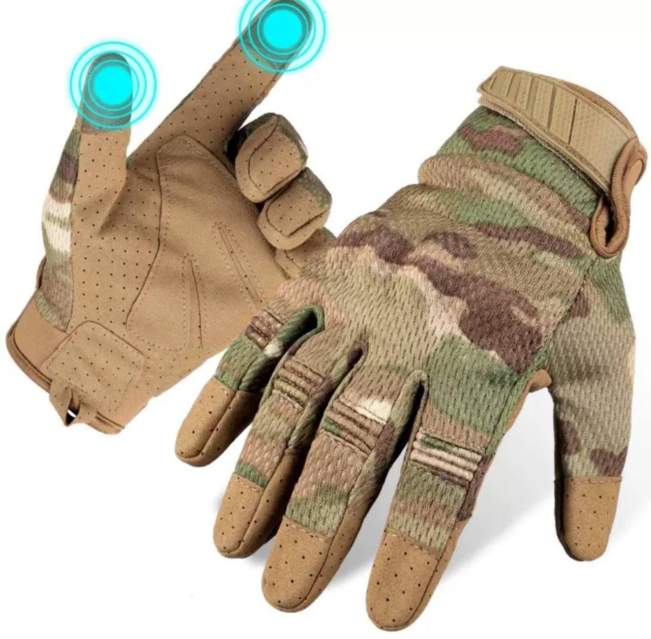 Повітропроникні тактичні рукавички Microfiber Multicam, тактичні перчатки для ЗСУ, захисні армійські перчатки, фото 1