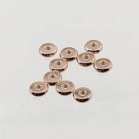 Бусини роздільники 10 шт 6х1,2 мм латунь колір рожевий золото отвір 1,8 мм