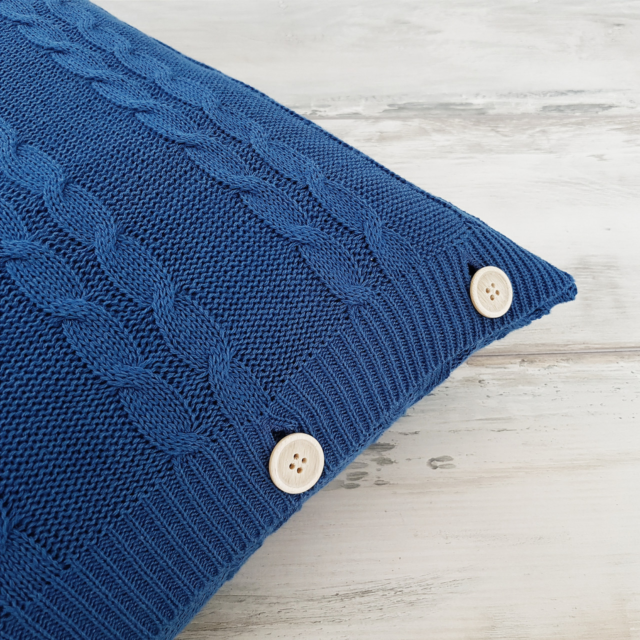 Чохол для подушки в'язаний Ohaina коси 40x40 Indigo