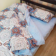 Постільна білизна Королева Ночі (Ранфорс) | Євро комплект | 50х70 | Орнамент на бежевому та блакитному, фото 2