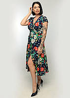 Жіноче літнє плаття з квітковим прінтом. Модель 173. Розміри 44-56