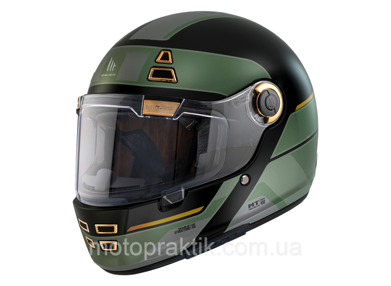 MT Jarama 68TH C1 Gloss Green, XS Мотошолом інтеграл
