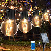 LITOHOM Solar Festoon внешние светильники, 9M / 29.5FT G50 20 лампочек Солнечные струнные фонари Открытый сад,