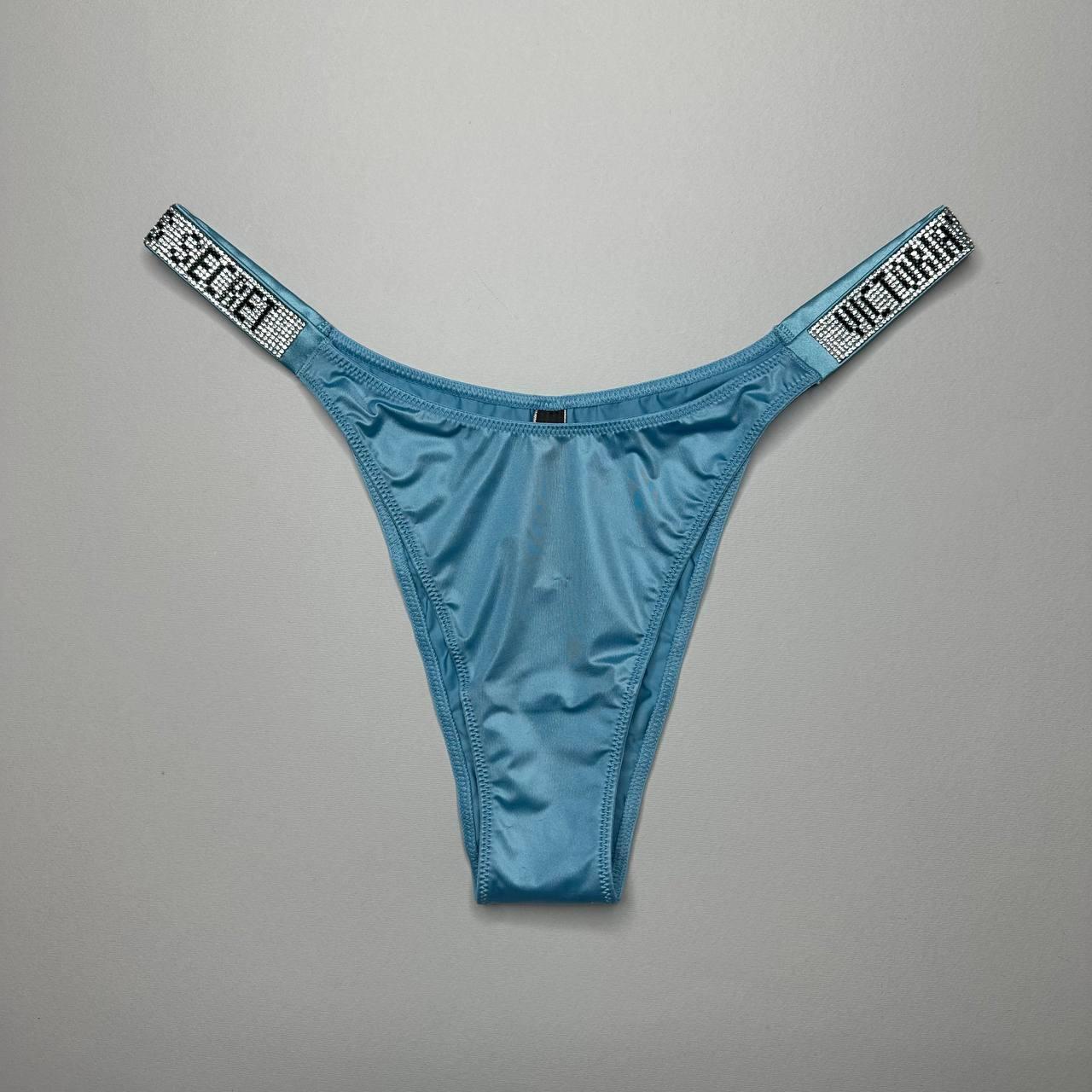 Трусики зі стразами Victoria's Secret Shine Strap Brazilian Panty Блакитні, L