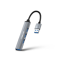 USB хаб концентратор OEM Lamorele, хаб 4в1: 3 x USB 2.0, 1 x USB 3.0 Silver