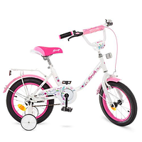 Велосипед детский PROF1 14д. Y1485 Flower, бело-розовый для девочек