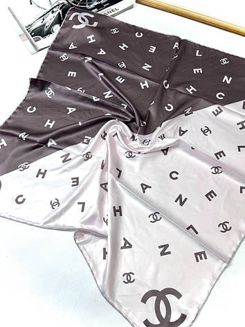 Шовкова брендова хустка Chanel діагональ 90*90 см ручна обробка краю, фото 2