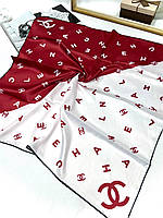 Шелковый брендовый платок Chanel диагональ 90*90 см ручная обработка края
