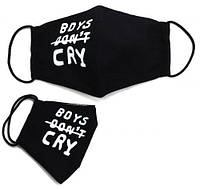 Многоразовая 4-х слойная защитная маска "Boys don't cry" размер 3, 7-14 лет, черная [tsi153163-TSI]