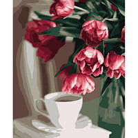 Картина по номерам "Кофе и тюльпаны" [tsi205999-TCI]