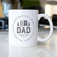 Чашка біла керамічна з креативним принтом №1 Dad 330 мл, якісна кружка любому батькові на подарунок