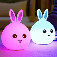 Детский светильник ночник Зайчик LED Rabbit Soft Touch силиконовый со встроенным аккумулятором