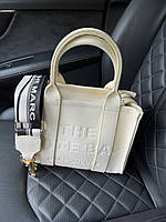Женская сумка шопер подарочная MJ Tote Bag Beige Small (бежевая) AS383 стильная с короткими ручками cross