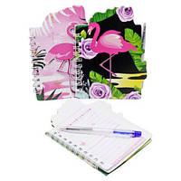 Блокнот на спирали "Фламинго" + ручка [tsi214619-TCI]