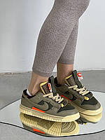 Женские кроссовки Nike Air Dunk Jumbo Medium Olive (оливковые) демисезонные молодежные кроссы NK083 mood