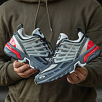 Мужские кроссовки Salomon ACS PRO Advanced Lunar Rock Goji (серые с чёрным и красным) I1431 cross