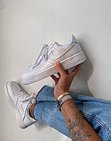 Женские кроссовки Nike Air Force 1 Low Classic White Premium (белые) демисезонные модные кеды 2543 cross