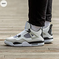 Мужские кроссовки Nike Air Jordan 4 (бело-серые с чёрным) повседневные молодежные кроссы демисезон 1205TP mood