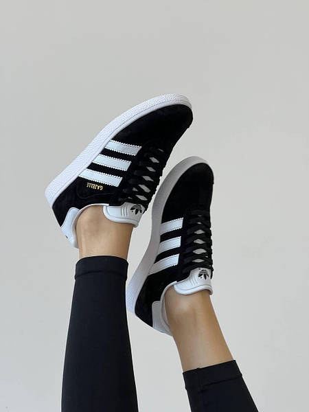 Adidas gazelle womens black and white discount