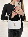 Жіноча сумка-клатч Yves Saint Laurent Hobo White (біла) torba0063 маленька сумочка з емблемою YSL топ, фото 4