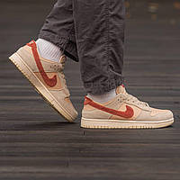 Мужские кроссовки Nike SB Dunk Low Terry Swoosh (бежевые с коричневым) повседневные осенние кеды I1477 mood