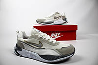 Мужские кроссовки Nike (бело-серые) легкие спортивные повседневные молодежные кроссы демисезон D408 mood
