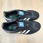 Чоловічі кросівки Adidas Samba (чорні з білим) демісезонні низькі стильні кеди О11018 топ, фото 5