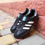 Чоловічі кросівки Adidas Samba (чорні з білим) демісезонні низькі стильні кеди О11018 топ, фото 10
