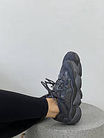 Мужские кроссовки Adidas Yeezy 500 Utility Black (чёрные) красивые стильные молодежные кроссы демисезон YE015