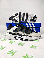 Мужские кроссовки Adidas Niteball (чёрно-белые) стильные красивые качественны спортивные деми кроссы D418 mood