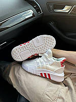 Мужские летние кроссовки Adidas EQT Equipment Bask ADV (белые с красным) легкие текстильные кроссы А0019