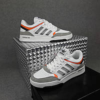Мужские кеды Adidas Drop Step (белые с серым и оранжевым) повседневные модные деми кроссовки О11042 44 vkross