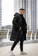 Пуховик мужской зимний удлиненный UA теплый (черный) LightUA современная модная короткая куртка для парней L