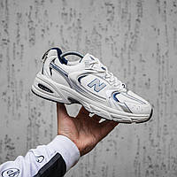 Мужские кроссовки New Balance 530 (белые с серебристым и синим) спортивные беговые кроссы 2393 42 vkross
