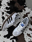 Чоловічі осінні кросівки Adidas Samba White/Black (білі) стильні повсякденні кроси AS026 Адідас топ, фото 6