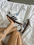 Чоловічі осінні кросівки Adidas Samba White/Black (білі) стильні повсякденні кроси AS026 Адідас топ, фото 9