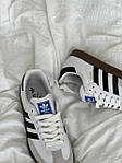 Чоловічі осінні кросівки Adidas Samba White/Black (білі) стильні повсякденні кроси AS026 Адідас топ, фото 4