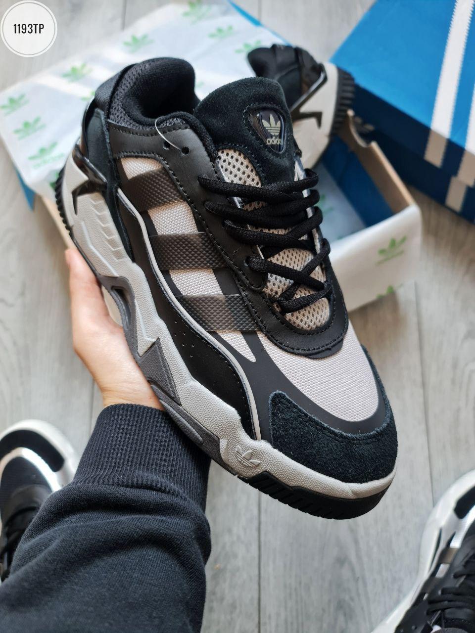 Чоловічі кросівки Adidas NiteBall II (чорно-сірі) демісезонні модні гарні кроси на щодень 1193TP топ