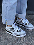 Чоловічі кросівки Air Jordan 4 Retro "Military Black" (білі із сірим) модні кроси NJ037 Найк топ, фото 6