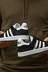 Чоловічі кросівки Adidas Gazelle Black White (чорно-білі) стильні спортивні замшеві легкі кроси I1435 топ, фото 5
