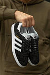 Чоловічі кросівки Adidas Gazelle Black White (чорно-білі) стильні спортивні замшеві легкі кроси I1435 топ, фото 6