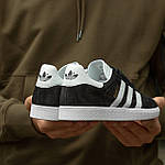 Чоловічі кросівки Adidas Gazelle Black White (чорно-білі) стильні спортивні замшеві легкі кроси I1435 топ, фото 7