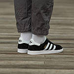 Чоловічі кросівки Adidas Gazelle Black White (чорно-білі) стильні спортивні замшеві легкі кроси I1435 топ, фото 9