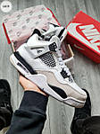 Чоловічі кросівки Nike Air Jordan 4 (білі із сірим і чорним) демісезонні стильні спортивні кроси 1205TPтоп, фото 2