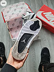 Чоловічі кросівки Nike Air Jordan 4 (білі із сірим і чорним) демісезонні стильні спортивні кроси 1205TPтоп, фото 6