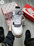 Чоловічі кросівки Nike Air Jordan 4 (білі із сірим і чорним) демісезонні стильні спортивні кроси 1205TPтоп, фото 4