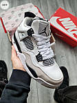 Чоловічі кросівки Nike Air Jordan 4 (білі із сірим і чорним) демісезонні стильні спортивні кроси 1205TPтоп, фото 3