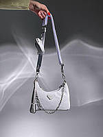Женская подарочная сумка Prada Re-Edition 2005 White (белая) KIS05027 маленькая стильная сумочка для девушки