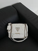 Женская сумка клатч GUESS Zippy White (белая) KIS17011 подарочная очень стильная сумочка на длинной цепочке